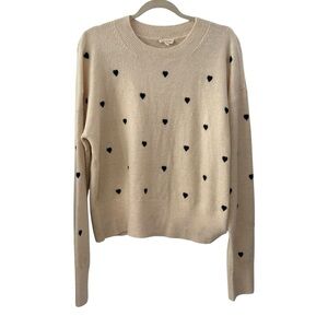 Heart Patterned Cream Sweater